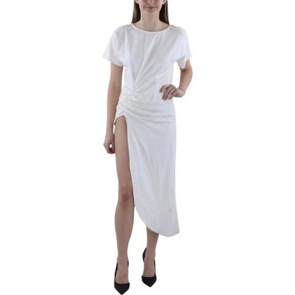 GRACIA Cream Asymmetrical Shirred Hi-Low Slit Blouse Shirt  -M - Picture 8 of 8